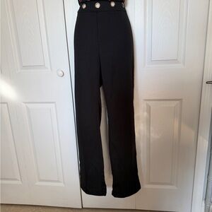 Vintage Fredericks of Hollywood Black Straight Leg Pants Grommet Waist